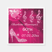 Hot Pink Disco Ball en Sparkle Heels 60e Servet (Voorkant)