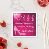 Hot Pink Disco Ball en Sparkle Heels Afstuderen Servetten (Insitu)