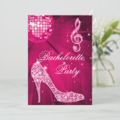 Hot Pink Disco Ball en Sparkle Heels Bachelorette Kaart (Staand voorkant)