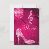 Hot Pink Disco Ball Sparkle Heels RSVP Kaartje (Voorkant)