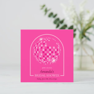 Hot Pink Disco Boogie Bridal Shower Uitnodiging