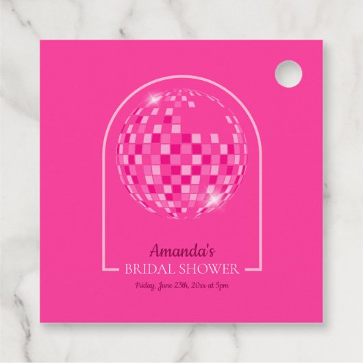 Hot Pink Disco Boogie Vrijgezellenfeest Bedankjes Labels (Achterkant)