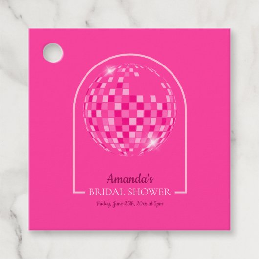 Hot Pink Disco Boogie Vrijgezellenfeest Bedankjes Labels (Voorkant)
