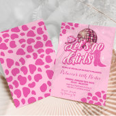 Hot Pink Disco Cowgirl Verjaardagsfeestuitnodiging Kaart