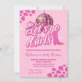 Hot Pink Disco Cowgirl Verjaardagsfeestuitnodiging Kaart (Voorkant)