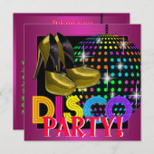 Hot Pink Disco Dance Party Kaart (Voorkant / Achterkant)