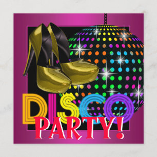 Hot Pink Disco Dance Party Kaart