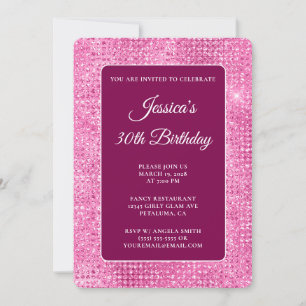 Hot Pink Disco Glitter 30e verjaardag Kaart