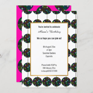 HOT PINK DISCO PARTITY THEMA GOUD ALL OCCASION KAART