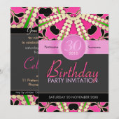 Hot Pink Diva viert verjaardagsuitnodigingen Kaart (Voorkant / Achterkant)