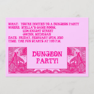 HOT PINK DRAGONS IN DUNGEONS ~ PARTIJINVITATIE! KAART