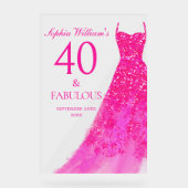 Hot Pink Dress 40 & Fabulous 40ste verjaardagsfees Acryl Bord (Voorkant)