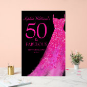Hot Pink Dress 50 & Fabulous 50th Birthday Zwart Acryl Bord (Huwelijk)