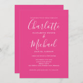 Hot Pink Eenvoudig alles in één chique script brui Kaart (Voorkant / Achterkant)