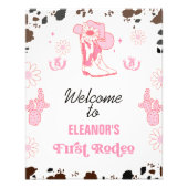 Hot Pink Eerste Rodeo 1e Verjaardag Welkom Teken Foto Afdruk (Voorkant)