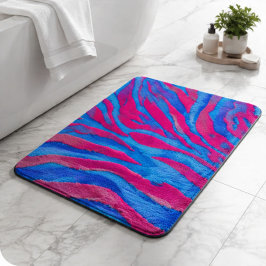 Hot Pink & Electric Blue Fuzzy Zebra Neon Y2K Badmat