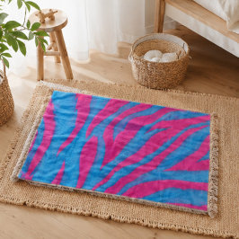 Hot Pink & Electric Blue Fuzzy Zebra Neon Y2K Deken