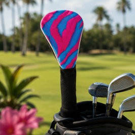 Hot Pink & Electric Blue Fuzzy Zebra Neon Y2K Golfheadcover