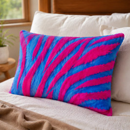 Hot Pink & Electric Blue Fuzzy Zebra Neon Y2K Kussen