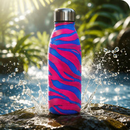 Hot Pink & Electric Blue Fuzzy Zebra Neon Y2K Waterfles