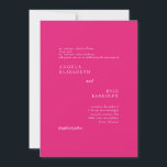 Hot Pink Elegance in Motion Wedding Invitation Kaart<br><div class="desc">Uitnodiging voor bruiloften. Hot Roze en Wit. Elegant. Glam.</div>