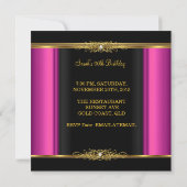 Hot Pink Elegant Birthday Black Gold Kaart (Achterkant)