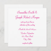 Hot Pink Elegant Calligraphy Solid White Wedding Kaart (Voorkant / Achterkant)