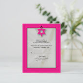 Hot Pink Elegant Fabric Bat Mitzvah RSVP Antwoord (Staand voorkant)