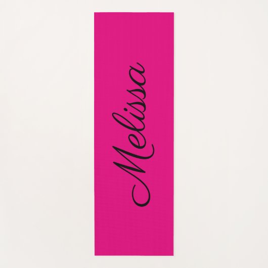 Hot Pink Elegant Script Naam Yogamat (Voorkant)