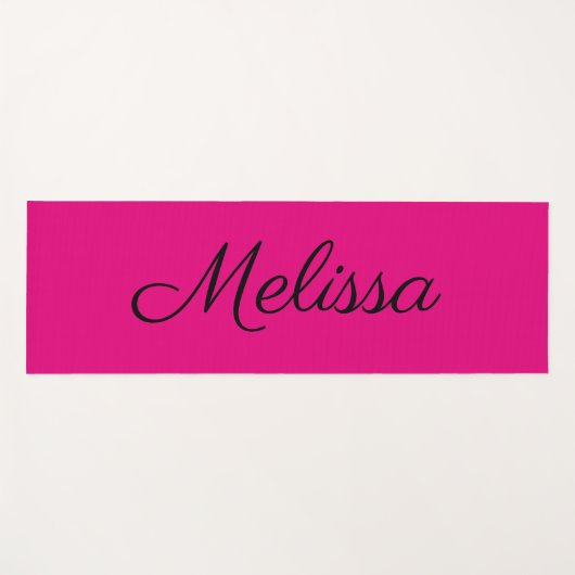 Hot Pink Elegant Script Naam Yogamat (Voorkant (horizontaal))