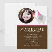 Hot Pink Elephant en Cupcake Foto van zaterdag Kaart (Voorkant / Achterkant)