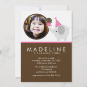 Hot Pink Elephant en Cupcake Foto van zaterdag Kaart (Voorkant)