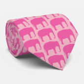 Hot Pink Elephant Silhouettes Patroon Leuke nieuwi Stropdas (Opgerold)