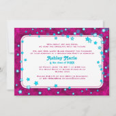 Hot Pink en Aqua Blue Stars Afstuderen Invitation Kaart (Voorkant)
