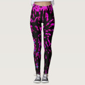 Hot Pink en Black Abstract, persoonlijke naam Leggings (Voorkant)