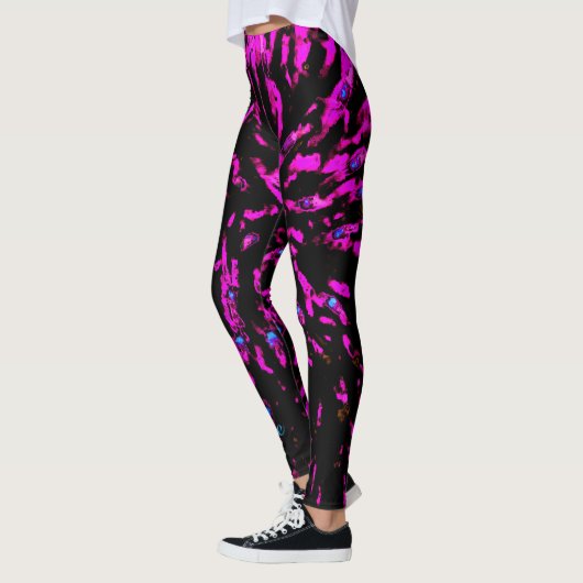 Hot Pink en Black Abstract, persoonlijke naam Leggings (Links)