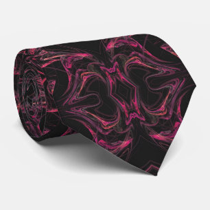 Hot Pink en Black Abstracte Fractal Necktie Stropdas