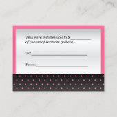 Hot Pink en Black Cadeaubon Kortingskaartje (Achterkant)