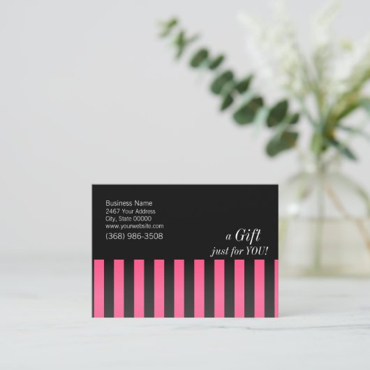 Hot Pink en Black Cadeaubon Kortingskaartje (Staand voorkant)