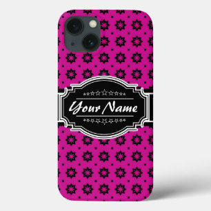 Hot Pink en Black Floral Tegel op maat Case-Mate iPhone Case