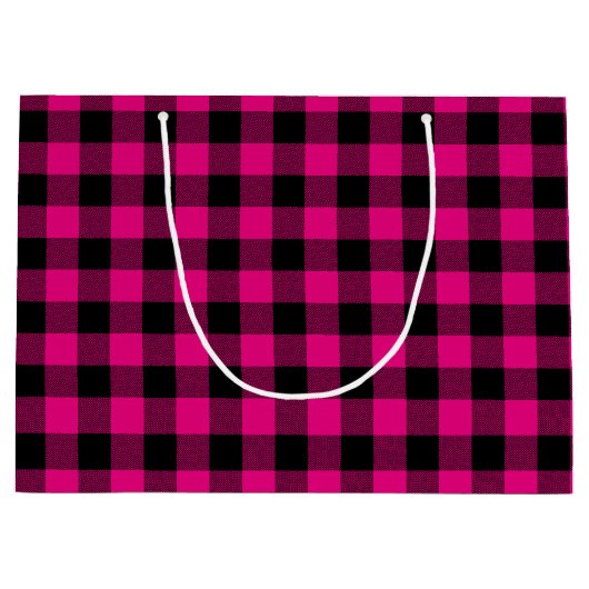 Hot Pink en Black Gingham Pset Groot Cadeauzakje (Voorkant)