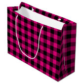 Hot Pink en Black Gingham Pset Groot Cadeauzakje (Voorkant Gekanteld)