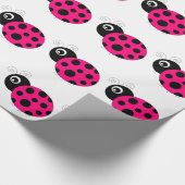 Hot Pink en Black Ladybug Cadeaupapier (Hoek)