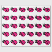 Hot Pink en Black Ladybug Cadeaupapier (Vlak)