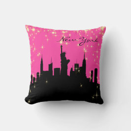 Hot Pink en Black New York Skyline Kussen