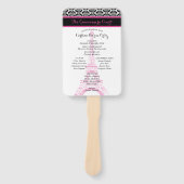 Hot Pink en Black Paris Quinceanera Programma Handwaaier (Voorkant)