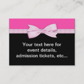 Hot Pink en Black Party Visitekaartje (Achterkant)