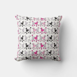 HOT PINK EN BLACK POODLES Sierkussen