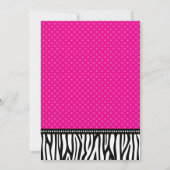 Hot Pink en Black Zebra Polka Dot Sweet 16 Kaart (Achterkant)