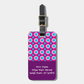 Hot Pink en Blauwgroen Polka Dots Pattern Bagagelabel (Voorkant verticaal)